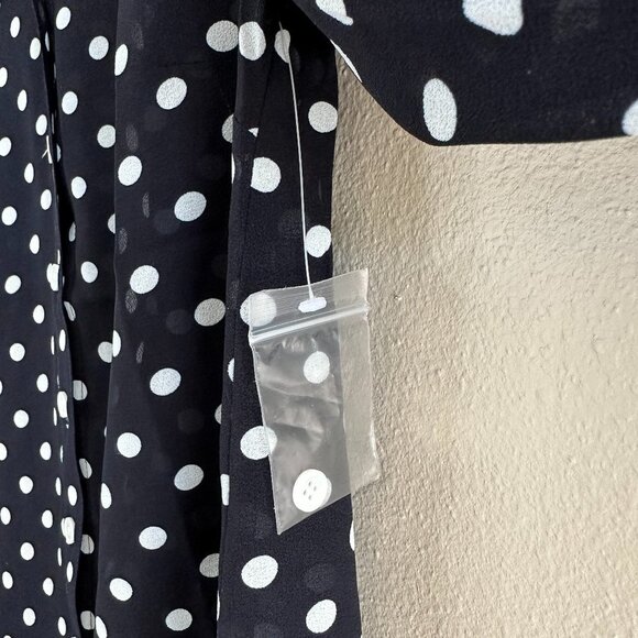 ModCloth Classic Polka Dot Chiffon Blouse, Navy White, XS NWOT - Picture 9 of 11